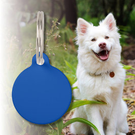 Placa Para Mascotas Azul Cobalto Color Sólido | Clásico | Elegante