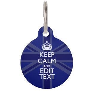 Placa Para Mascotas Azul de medianoche Mantener la calma Obtén tu mens