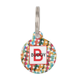 Placa Para Mascotas Azul Verde Naranja Grunge Círculo Abstracto Modern