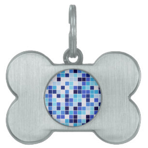 Placa Para Mascotas Azulejos de Piscina, Baldosas Azules Mosaico, Patr
