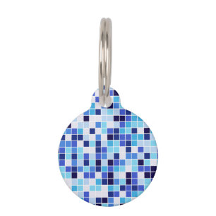 Placa Para Mascotas Azulejos de Piscina, Baldosas Azules Mosaico, Patr