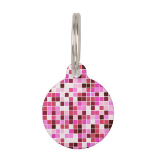 Placa Para Mascotas Azulejos de Piscina, Baldosas Mosaico Rosa, Patrón