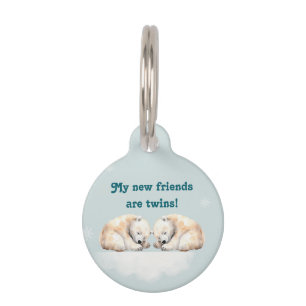 Placa Para Mascotas Baby Shower de los gemelos de oso polar