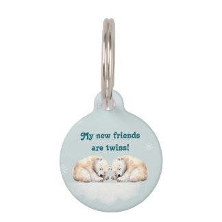 Placa Para Mascotas Baby Shower de los gemelos de oso polar