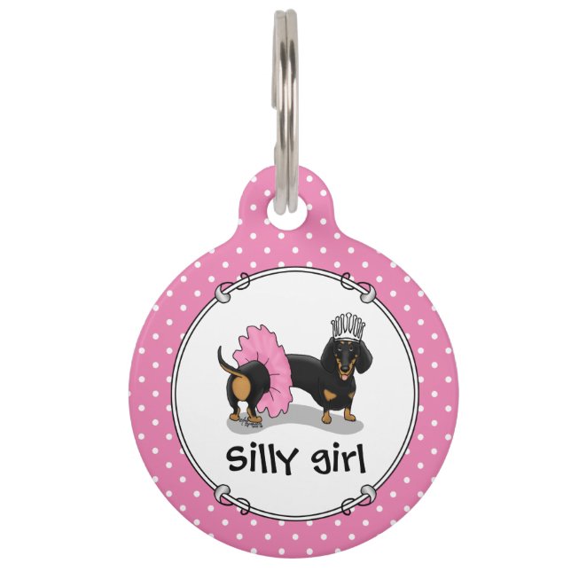 Placa Para Mascotas Bailarina Princesa Dachshund Ballet (negro y canel (Anverso)