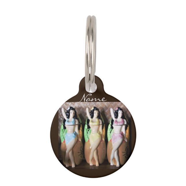 Placa Para Mascotas Bailarines hula hawaianos Thunder_Cove (Anverso)
