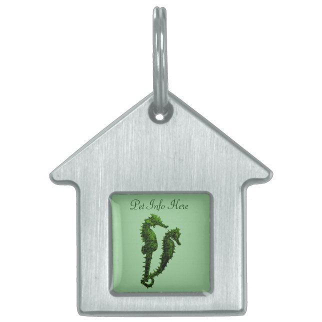 Placa Para Mascotas Baile De Los Caballos De Mar (Verde) (Frente)