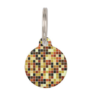 Placa Para Mascotas Baldosas de piscina, mosaicos marrones, patrón geo