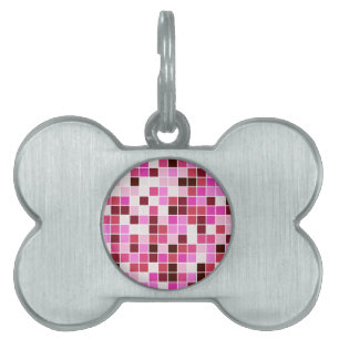 Placa Para Mascotas Baldosas de piscina, mosaicos rosados, patrón geom