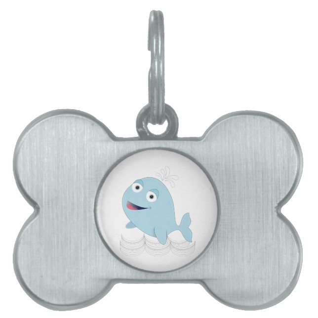 Placa Para Mascotas Ballena azul (Frente)