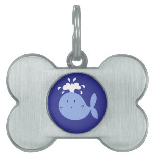 Placa Para Mascotas Ballena azul del dibujo animado lindo