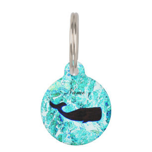 Placa Para Mascotas ballena negra nadando Thunder_Cove
