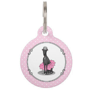 Placa Para Mascotas Ballet divertido Ballerina Greyhound Perro (negro)