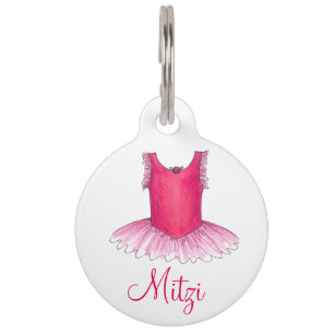 Placa Para Mascotas Ballet rosa Ballerina Tutu Dance Dog Pet Tag