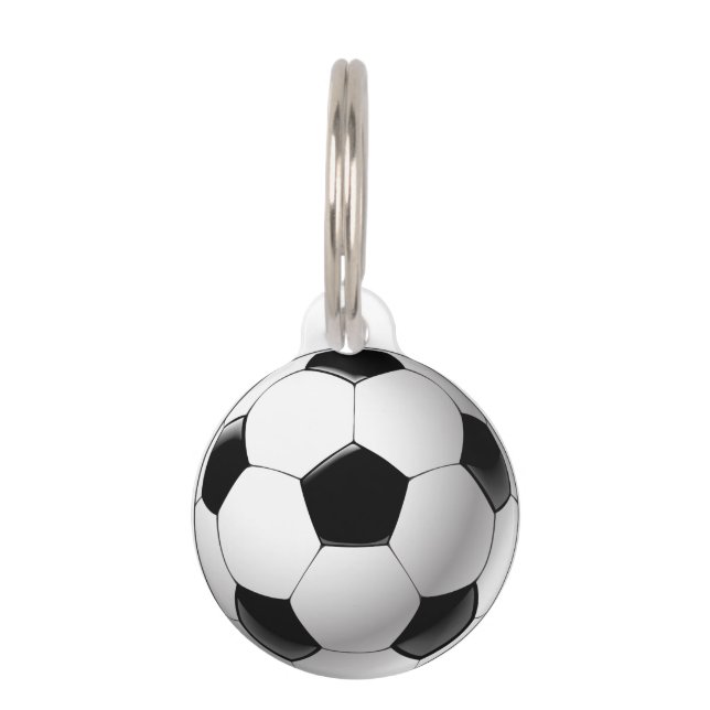 Placa Para Mascotas Balón de fútbol blanco negro del fútbol (Anverso)