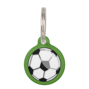 Placa Para Mascotas Balón de Fútbol con Nombre y Número Personalizados