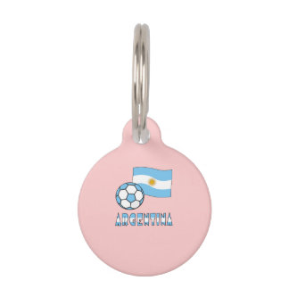 Placa Para Mascotas Balón de fútbol y bandera argentina