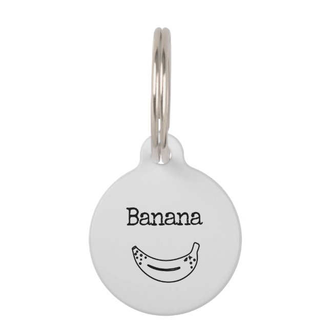 Placa Para Mascotas Banana de nombre corto (Anverso)