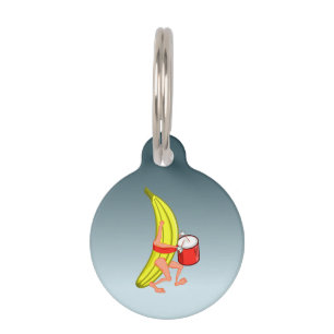 Placa Para Mascotas Bananas Jugando La Percusión Mientras Marchan