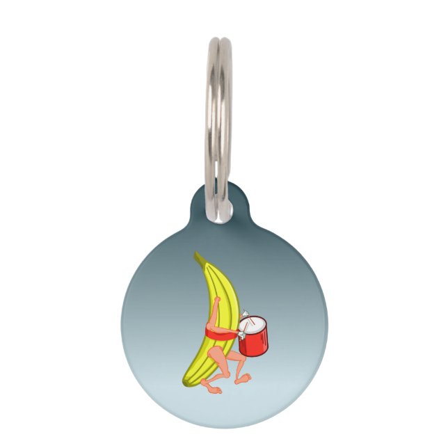 Placa Para Mascotas Bananas Jugando La Percusión Mientras Marchan (Anverso)