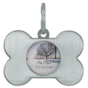 Placa Para Mascotas Banca en etiqueta de mascota de colinas cubiertas