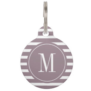 Placa Para Mascotas Banda morada y blanca moderna con monograma