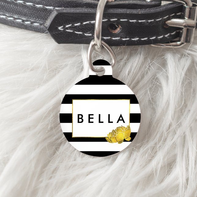 Placa Para Mascotas Banda negra y peones de oro personalizados (Subido por el creador)