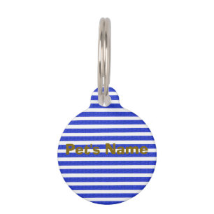 Placa Para Mascotas Bandas geométricas azules de moda