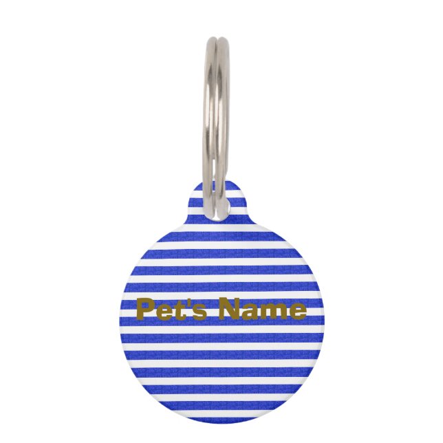 Placa Para Mascotas Bandas geométricas azules de moda (Anverso)