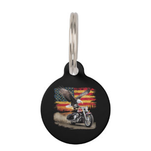 Placa Para Mascotas Bandera Americana Motocicleta Tshirt Estados Unido
