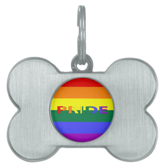 Placa Para Mascotas Bandera arco iris del Orgullo LGBT (Frente)