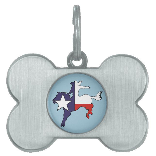 Placa Para Mascotas Bandera bucking del vaquero del caballo del (Frente)