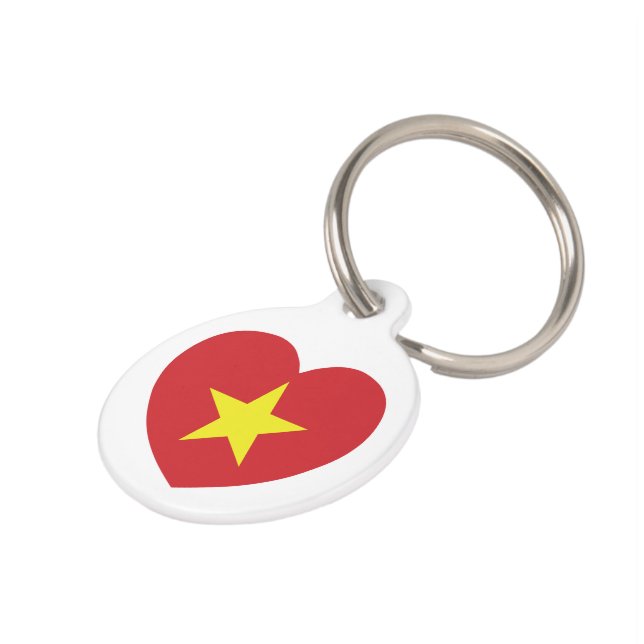 Placa Para Mascotas Bandera cardíaca de Vietnam (Lateral)