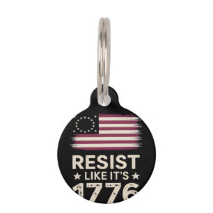 Placa Para Mascotas Bandera conservadora estadounidense Resiste como s