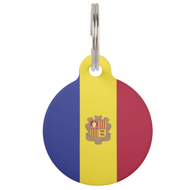 Placa Para Mascotas Bandera de Andorra (Anverso)