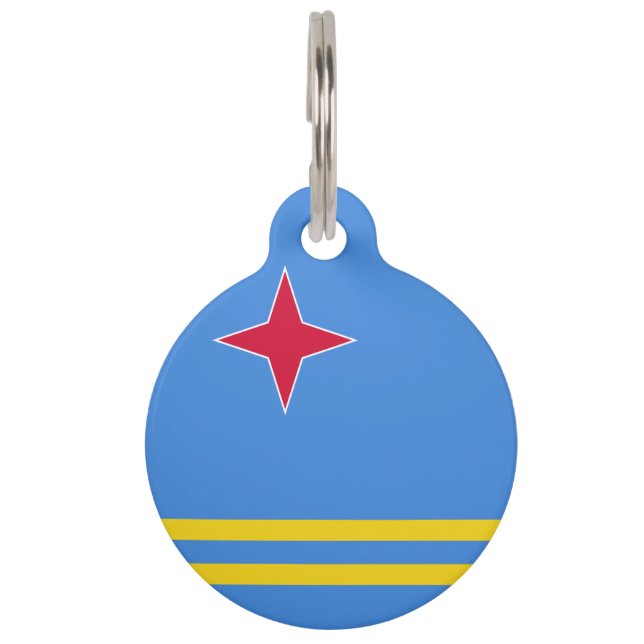Placa Para Mascotas Bandera de Aruba (Reverso)