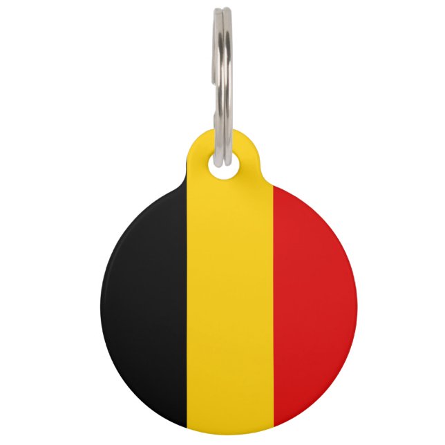 Placa Para Mascotas Bandera de Bélgica (Anverso)