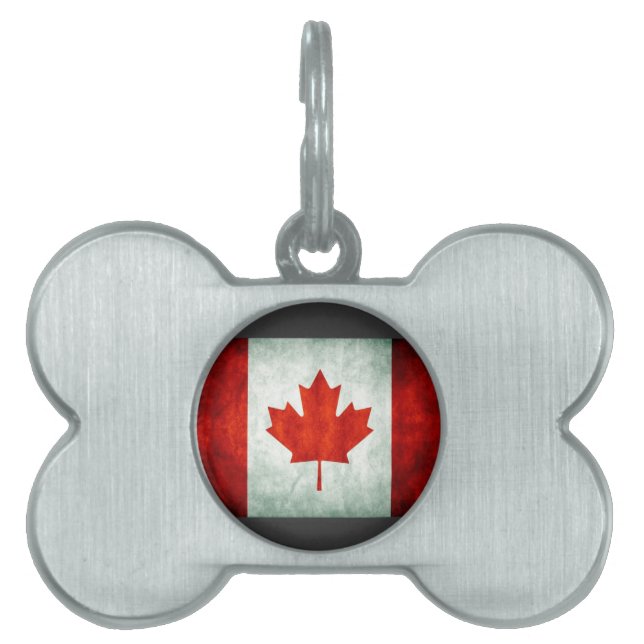 Placa Para Mascotas Bandera de Canadá con problemas (Frente)