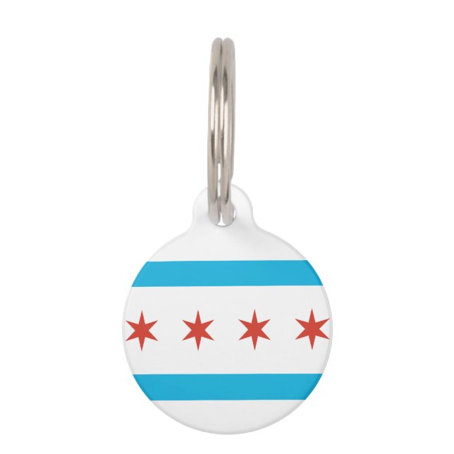 Placa Para Mascotas Bandera de Chicago (Reverso)