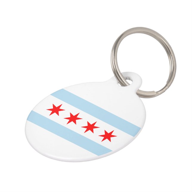 Placa Para Mascotas Bandera de Chicago (Lateral)