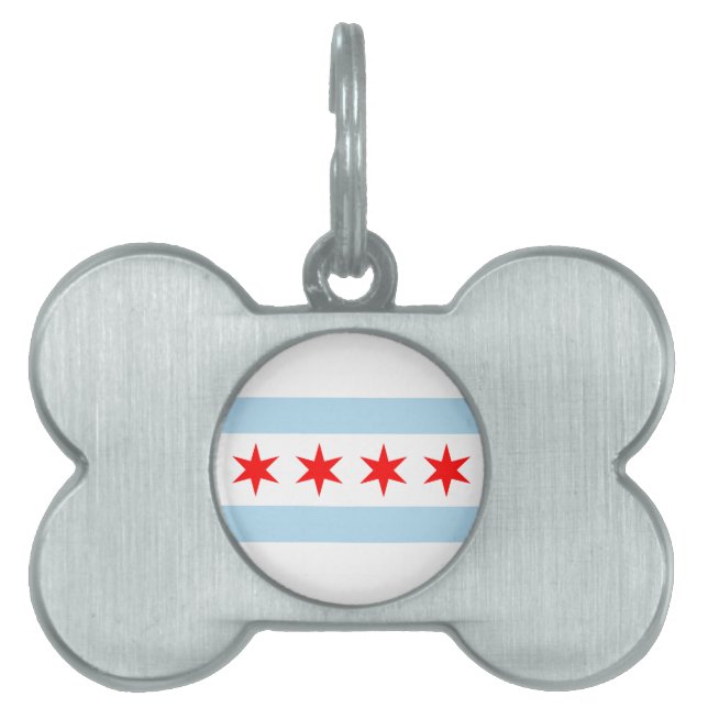 Placa Para Mascotas Bandera de Chicago (Frente)