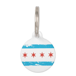 Placa Para Mascotas Bandera de Chicago del Grunge