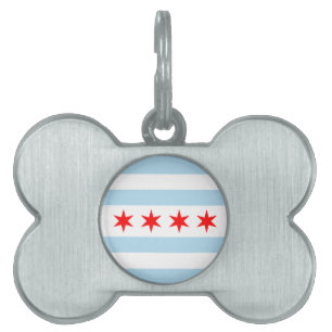 Placa Para Mascotas Bandera de Chicago, etiqueta de identificación de 