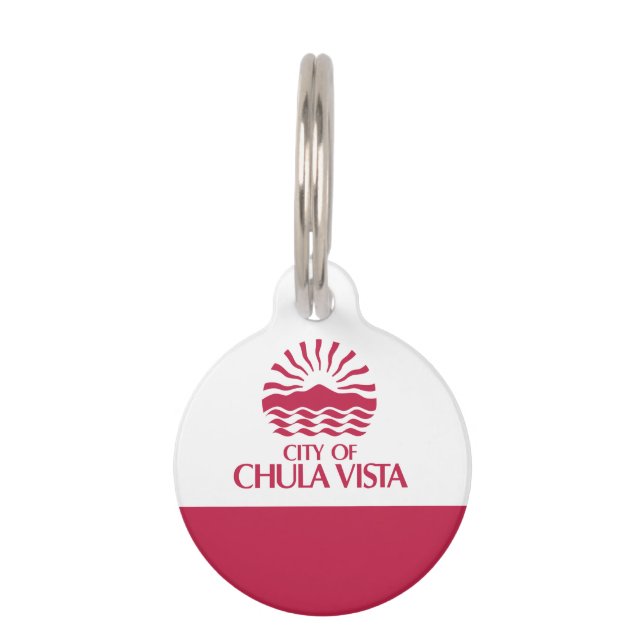 Placa Para Mascotas Bandera de Chula Vista, California (Anverso)