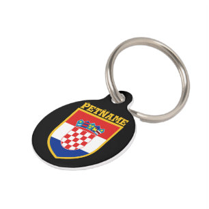 Placa Para Mascotas Bandera de Croacia personalizada