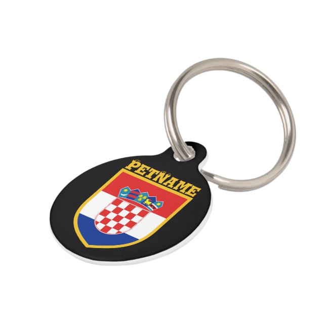 Placa Para Mascotas Bandera de Croacia personalizada (Lateral)