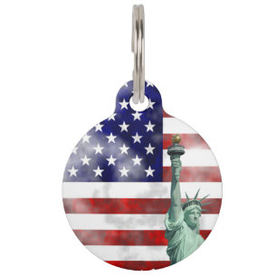 Placa Para Mascotas bandera de EE. UU.-Estatua de la libertad