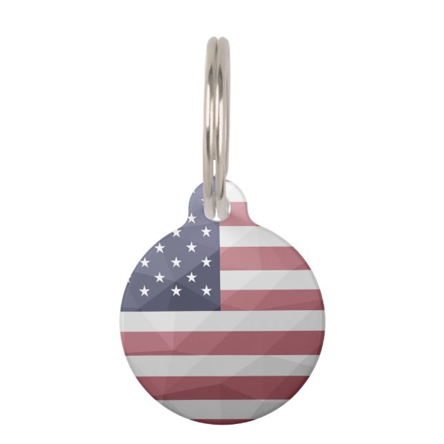 Placa Para Mascotas Bandera de Estados Unidos Malla Geométrica Red Whi (Anverso)