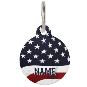 PLACA PARA MASCOTAS BANDERA DE ESTADOS UNIDOS PERSONALIZADA