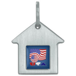 Placa Para Mascotas Bandera de Estados Unidos USA Balón de Fútbol Fond
